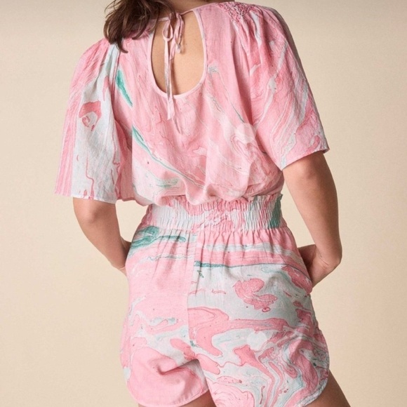 St. Roche Organic Cotton Bird Shorts in Pink Marble NWT Sz Large - Picture 8 of 8